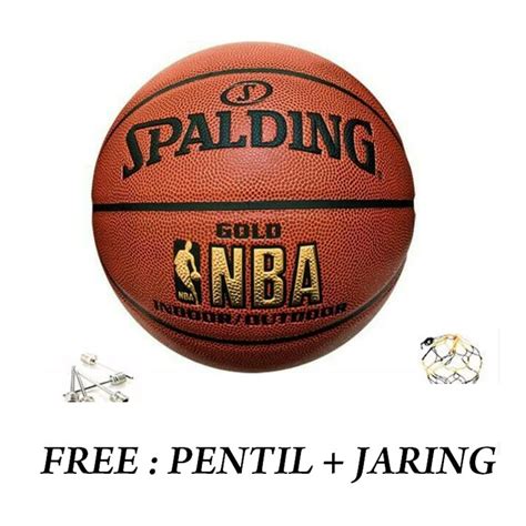 Jual BOLA BASKET SPALDING NBA GOLD INDOOR OUTDOOR IMPORT KULIT FREE