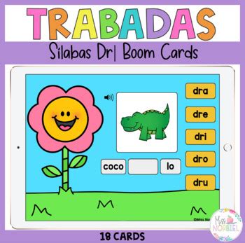 Sílabas trabadas Boom Cards bundle Digital Spanish blends by Miss Norbiel