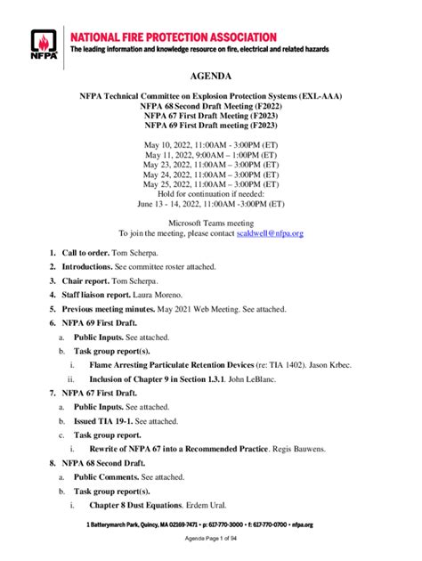 Fillable Online Nfpa Agenda Fax Email Print Pdffiller