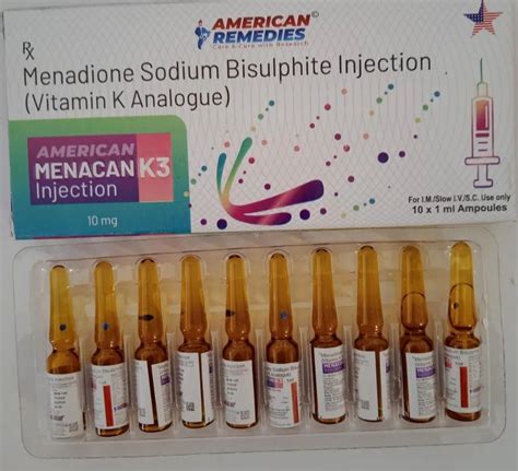 Menacan K3 Injection Menadione Sodium Bisulphite Injection Vitamin K