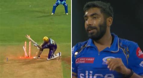 Watch Jasprit Bumrah S Yorker Sends Back Venkatesh Iyer Uproots