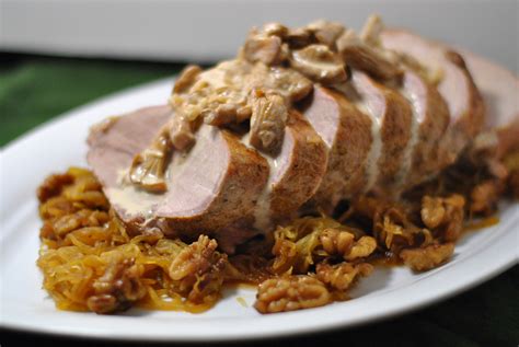 Roasted Pork Loin With Cider Cream Mushroom Sauce