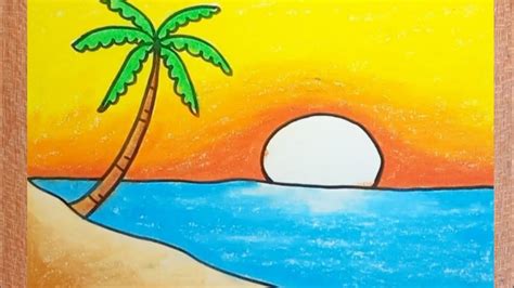 How To Draw Sunset Scenery Step By Step Drawing Easy Scenery Youtube