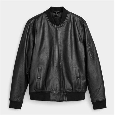 Shop Mens Real Leather Bomber Jacket In Black Classic And Stylish