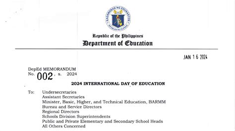 DepEd Memorandum 002 S 2024 2024 International Day Of Education