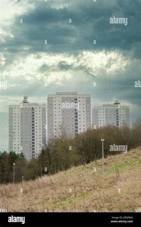 High Rise Council Flats In Poor Housing Estate Stock Photo Alamy