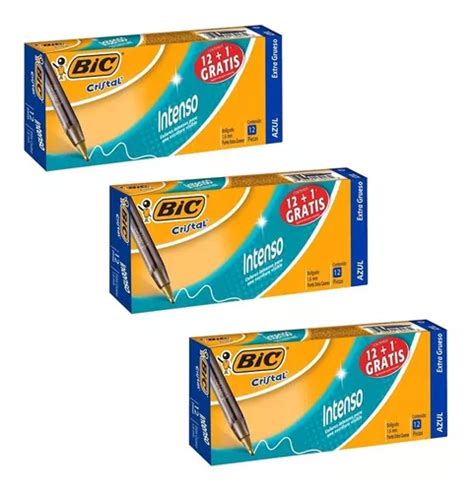 Kit Cajas Boligrafos Lapicero Bic Cristal Intenso Azul Mercadolibre