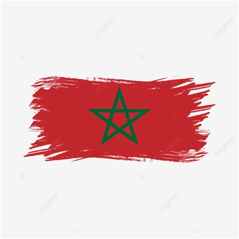 Bandera De Marruecos Pincel Pintado Acuarela Transparente PNG Bandera