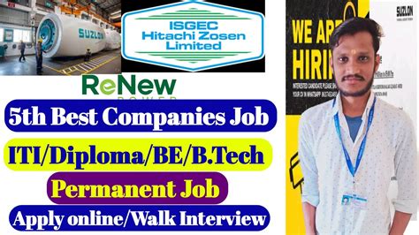 5 Companies Job Recuiremet 2023 Permanent Job ITI Diploma Degree