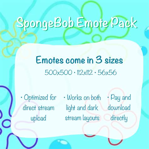 Bob Esponja Emote Pack Emotes Twitch Emotes Discord Etsy España