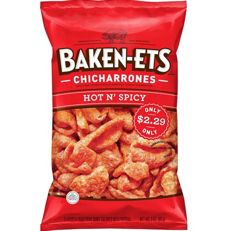 Baken Ets Hot N Spicy Chicharrones Fried Pork Skins Oz Bag