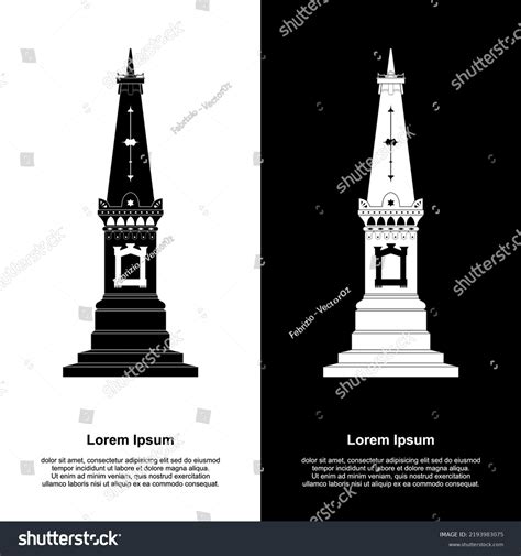 Black White Illustration Symbol Jogja Tugu เวกเตอร์สต็อก ปลอดค่า
