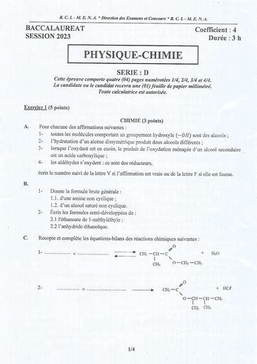 Bac Physique Chimie Serie D By Tehua