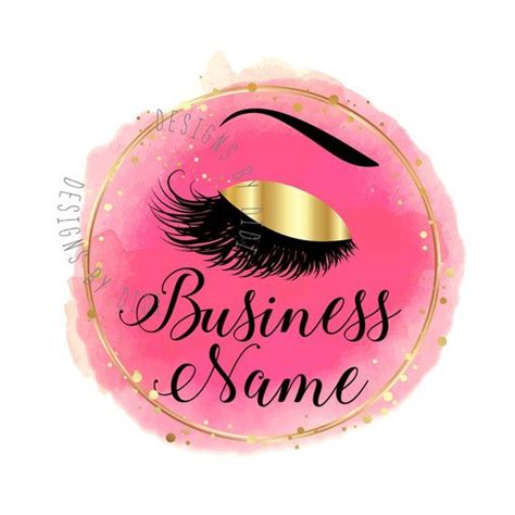 Lash Custom Logo Lashes Logo Eyelash Logo Cosmetics Logo Gold Pink Lashes Logo Makeup