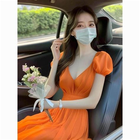 Orange Chiffon Dress Female Day Dopamine Wear French Fairy