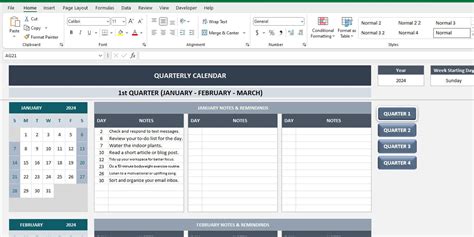 Quarterly Calendar Excel Template Quarterly Planner Quarterly Goal ...