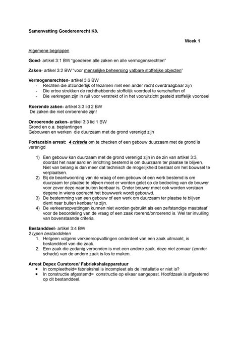 Samenvatting Compleet Goederenrecht K Samenvatting Goederenrecht