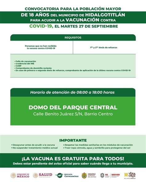 Jornada de vacunación 1 y 2 refuerzo contra COVID 19 a mayores de 18