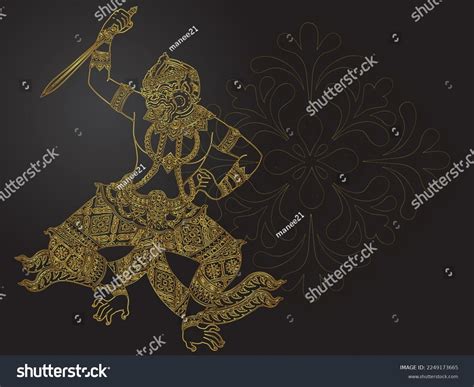 Hanuman Thai Tradition Gold Stock Vector Royalty Free