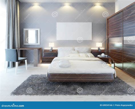 Front View Of The Bedroom In A Modern Style Stock Illustration