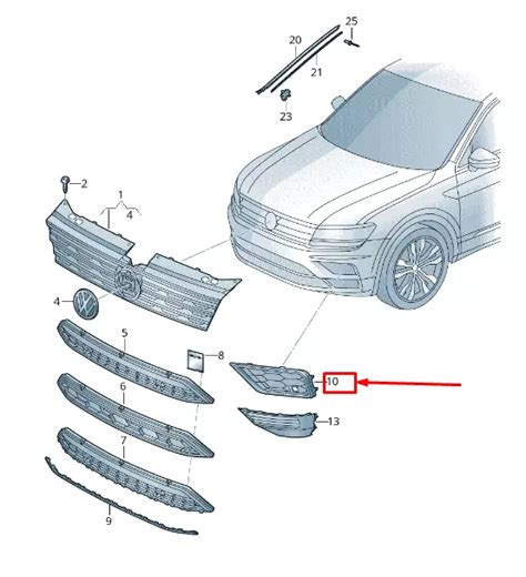 NEUF VW TIGUAN Ad Avant Gauche Pare Choc Vent Grille 5NA8546619B9