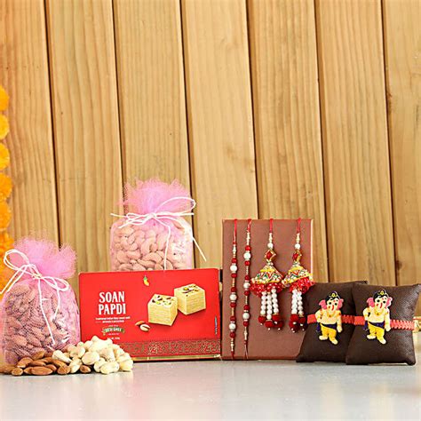 Buy Send Set Of Rakhis With Soan Papdi Dry Fruits Online Fnp