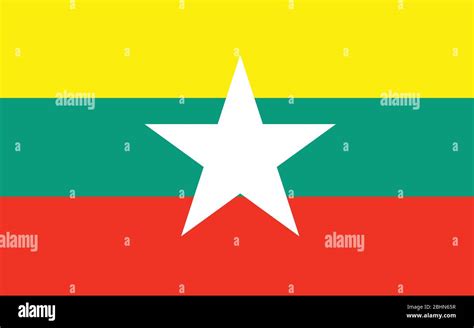 Myanmar Flagge Vektorgrafik Rechteckige Abbildung Der Flagge Von