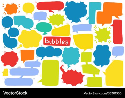 Hand Drawn Background Set Cute Speech Bubble Vector Image