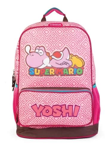 Mochila Escolar Grande Yoshi Color Rosa Mario Bros Chenson Env O Gratis