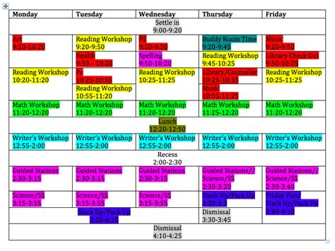 Schedule 3rd Grade Explorers