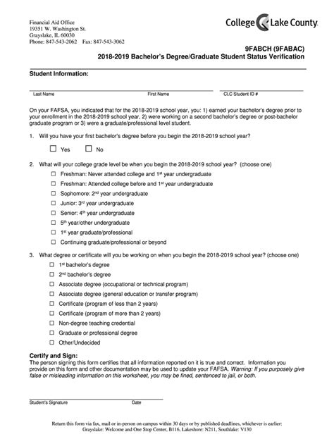 Fillable Online Dept Clcillinois 2018 2019 Independent Student Tax