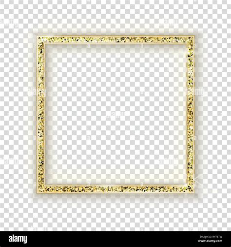 Gold square frame on transparent background. Glitter border Stock ...