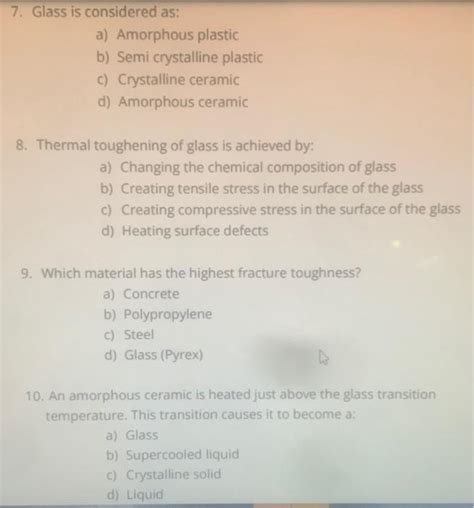 Solved Glass is considered as: a) Amorphous plastic b) Semi | Chegg.com 