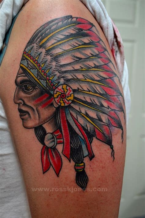 Traditional Indian Chief Head Tattoo