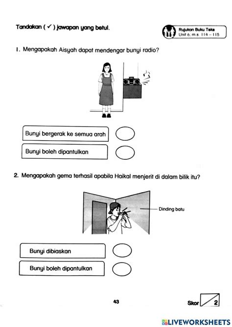 Pantulan Bunyi Interactive Worksheet Live Worksheets