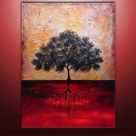 Abstract Surreal Modern Original Textured Tree Art Painting By Etsy