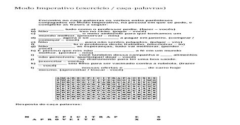 Pdf Atividades De Língua Portuguesa Modo Imperativo Exercício Caça Palavras Dokumentips