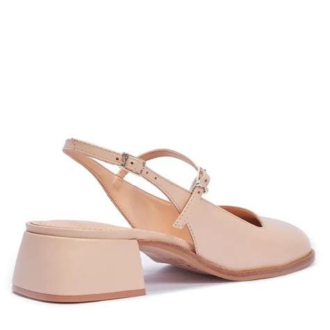 Scarpin Santa Lolla Salto Baixo Couro Nobre Nude Rosado Lojas Trend