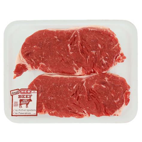 H E B Boneless Beef New York Strip Steaks Thin Cut Usda Select