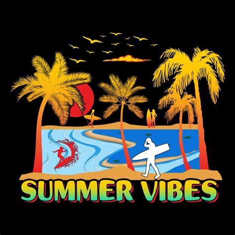 Summer Vibes Surfen Svg Sublimation T Shirt Vektorgrafik Premium Vektor