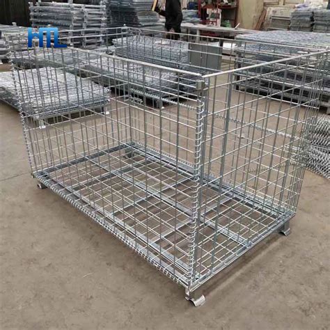 Stackable Foldable Warehouse Storage Galvanized Welded Steel Wire Mesh