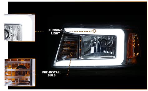 AmeriLite For 2001 2011 Ford Ranger LED Tube Chrome Replacement