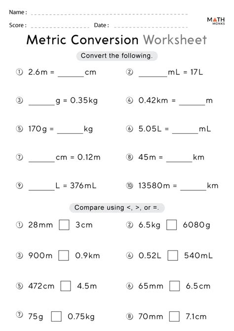 Metric Conversion Worksheets Math Monks Worksheets Library