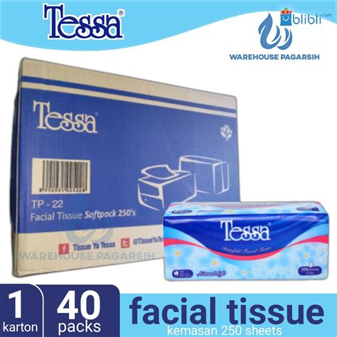 Promo Tessa Tp 22 Natural Soft Facial Tissue 250 Sheets 2 Ply 40 Pcs