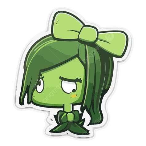 Niña De Dibujos Animados Verde Con El Pelo Con Un Arco Clipart Vector Png Diseño De Pegatinas