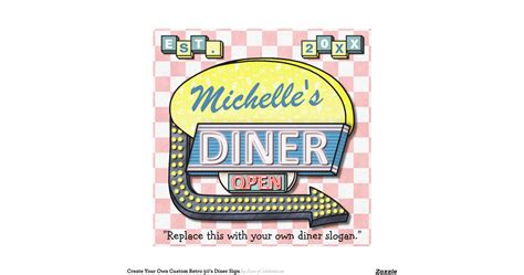 Create Your Own Custom Retro 50s Diner Sign Gallery Wrapped Canvas