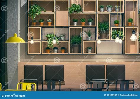 Cafe Interior Wall Design stock photo. Image of chair - 73903986