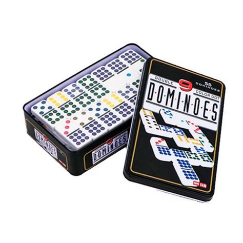 Domino Doble 9 Caja Metalica Juego 55 Fichas FUEGO VERDE