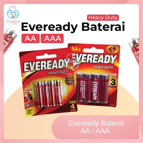 Jual Isi 4 Eveready Baterai AA AAA Heavy Duty Merah Shopee