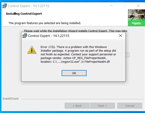 Error 1722 There Is A Problem With This Windows Installer Package During Control Expert